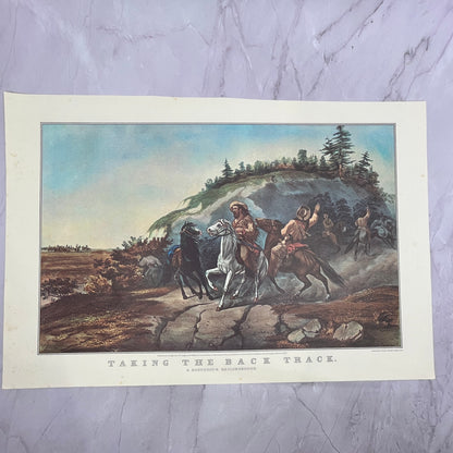 Taking The Back Track Currier and Ives Lithograph 11x16" Art Print V22