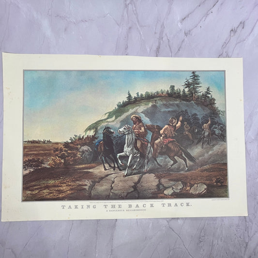 Taking The Back Track Currier and Ives Lithograph 11x16" Art Print V22