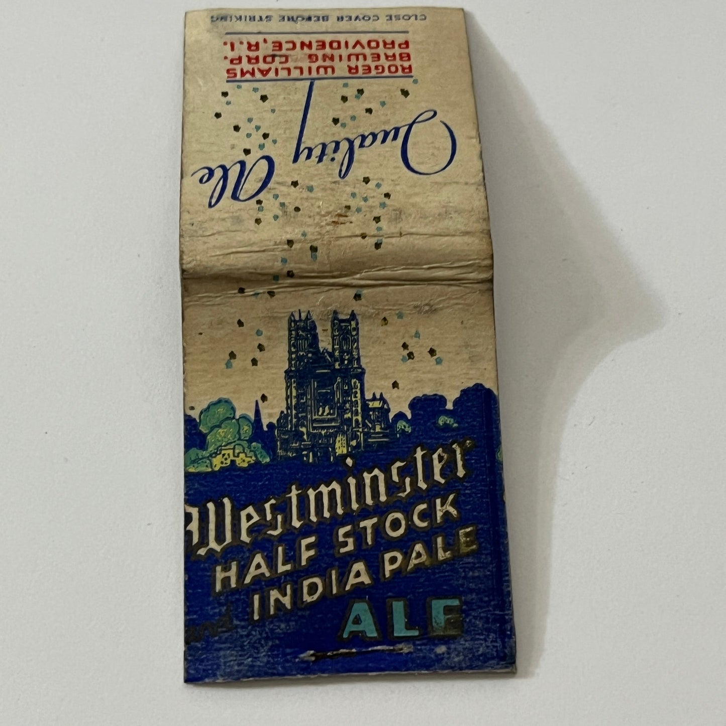 Westminster Half Stock India Pale Ale Vintage Matchbook Cover TB6-MB1-12