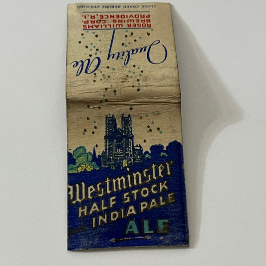 Westminster Half Stock India Pale Ale Vintage Matchbook Cover TB6-MB1-12