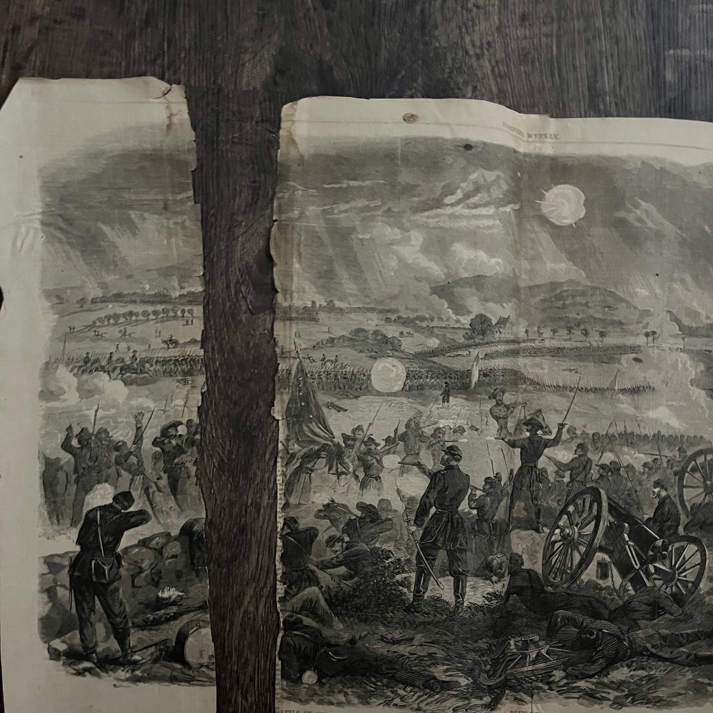 Battle of Gettysburg Gen. Longstreet's Attack Original 1863 Civil War Engraving C12