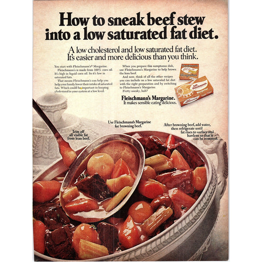 Low Fat Beef Stew With Fleischmann's Margarine 1972 Ad AF3-13