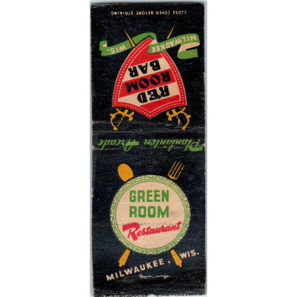 Red Room Bar Green Room Restaurant Milwaukee WI Vintage Matchbook Cover SD4-Y8