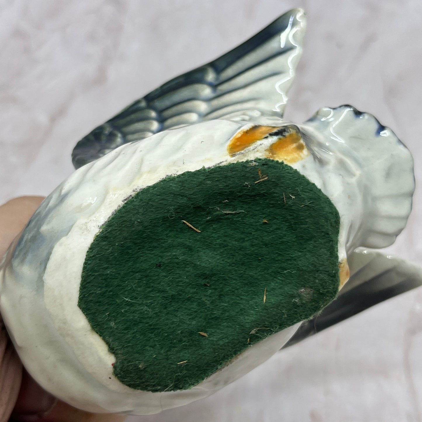 Vintage Mallard Duck Porcelain and Brass Table Lighter TL30