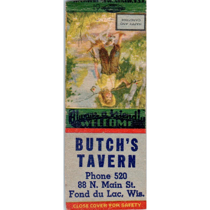 Butch's Tavern Fond Du Lac WI Vintage Matchbook Cover SD4-Y6