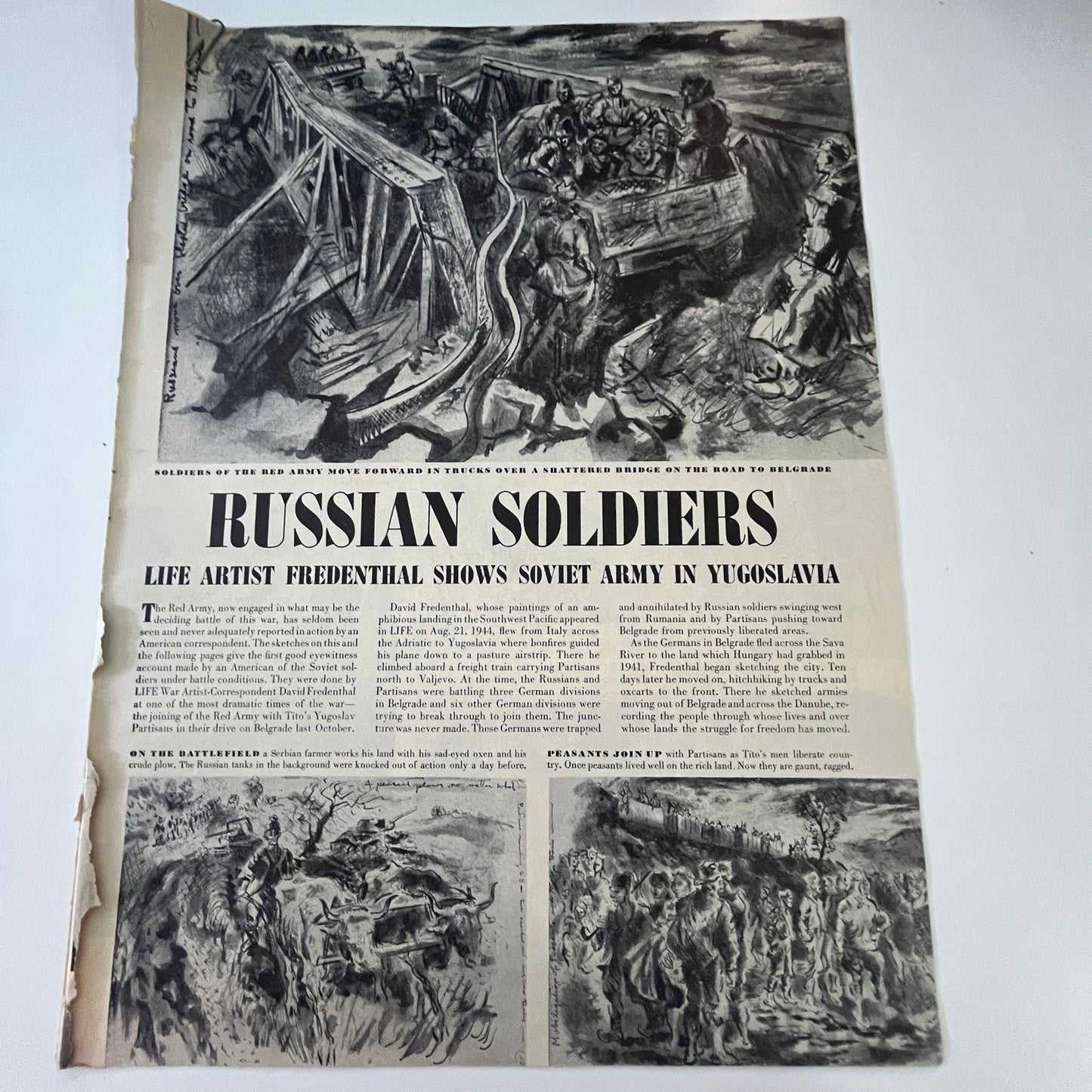 Life Artist David Fredenthal Russian Soldiers 4 Pages 1940s WWII Article V29-5