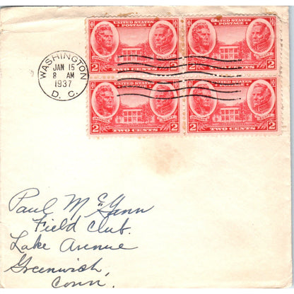 1937 Washington DC to Paul McGann Greenwich CT Postal Cover Envelope TG7-PC3
