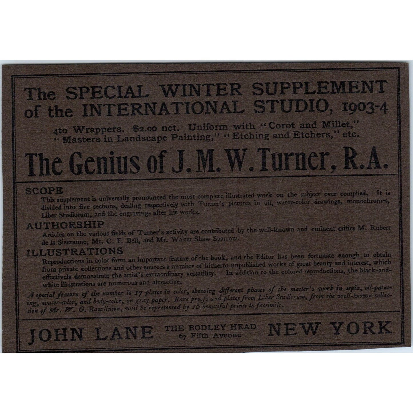 The Genius of J.M.W. Turner Ad c1905 Victorian Ad AE9-MA3