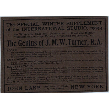 The Genius of J.M.W. Turner Ad c1905 Victorian Ad AE9-MA3