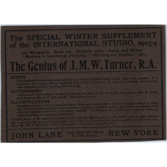 The Genius of J.M.W. Turner Ad c1905 Victorian Ad AE9-MA3