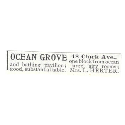 Ocean Grove Mrs. L. Herter c1918 Original Advertisement AE5-SV5