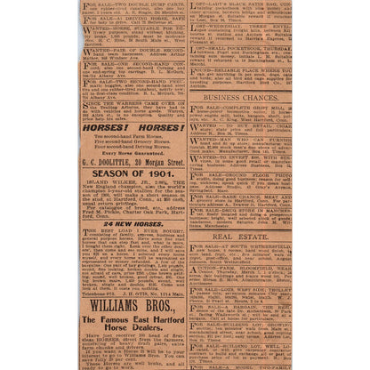 W.E. Sweeney Cream Rolls Hartford 1901 Newspaper Ad AD8-H1