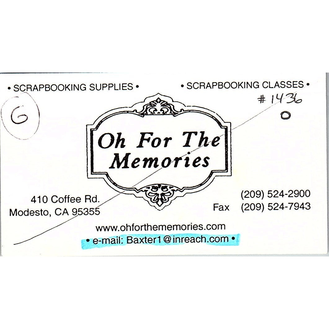 Oh For the Memories Scrapbooking Modesto CA Vintage Business Card SC9-B9