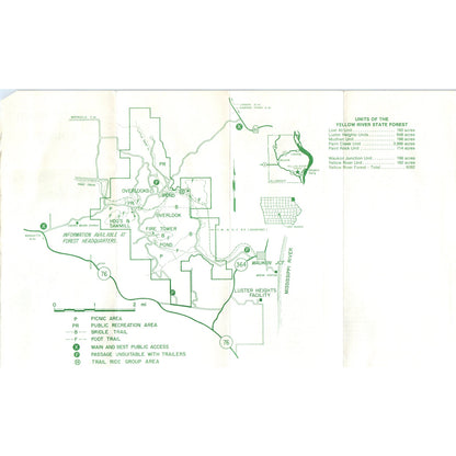 Vintage Yellow River Forest Iowa Fold Out Map & Travel Brochure TF4-B2