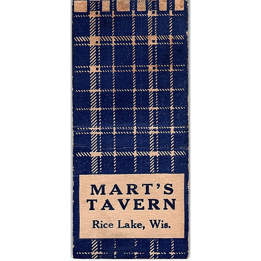 Mart's Tavern Rice Lake WI Vintage Matchbook Cover SC7-Y4