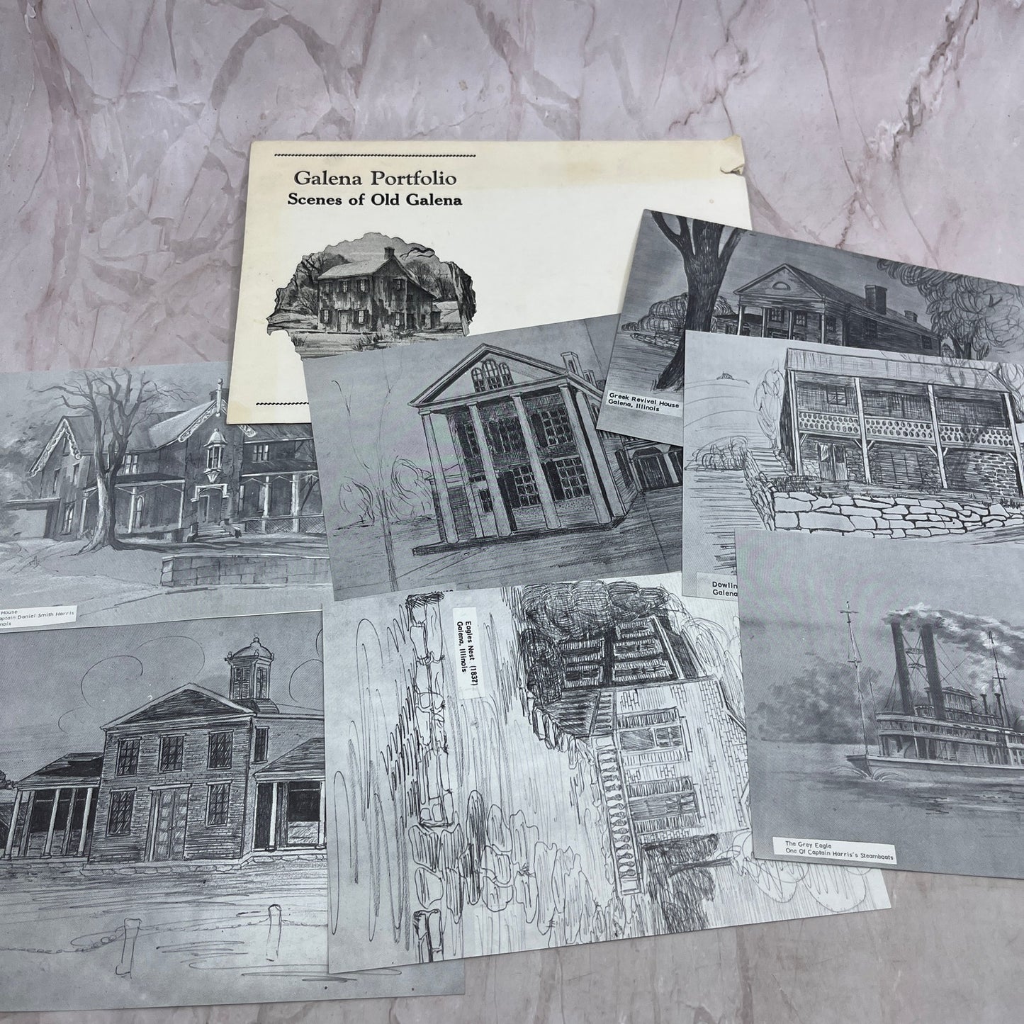Vintage Galena Portfolio - 7 Scenes of Old Galena Illinois 5x7" TA9-E1