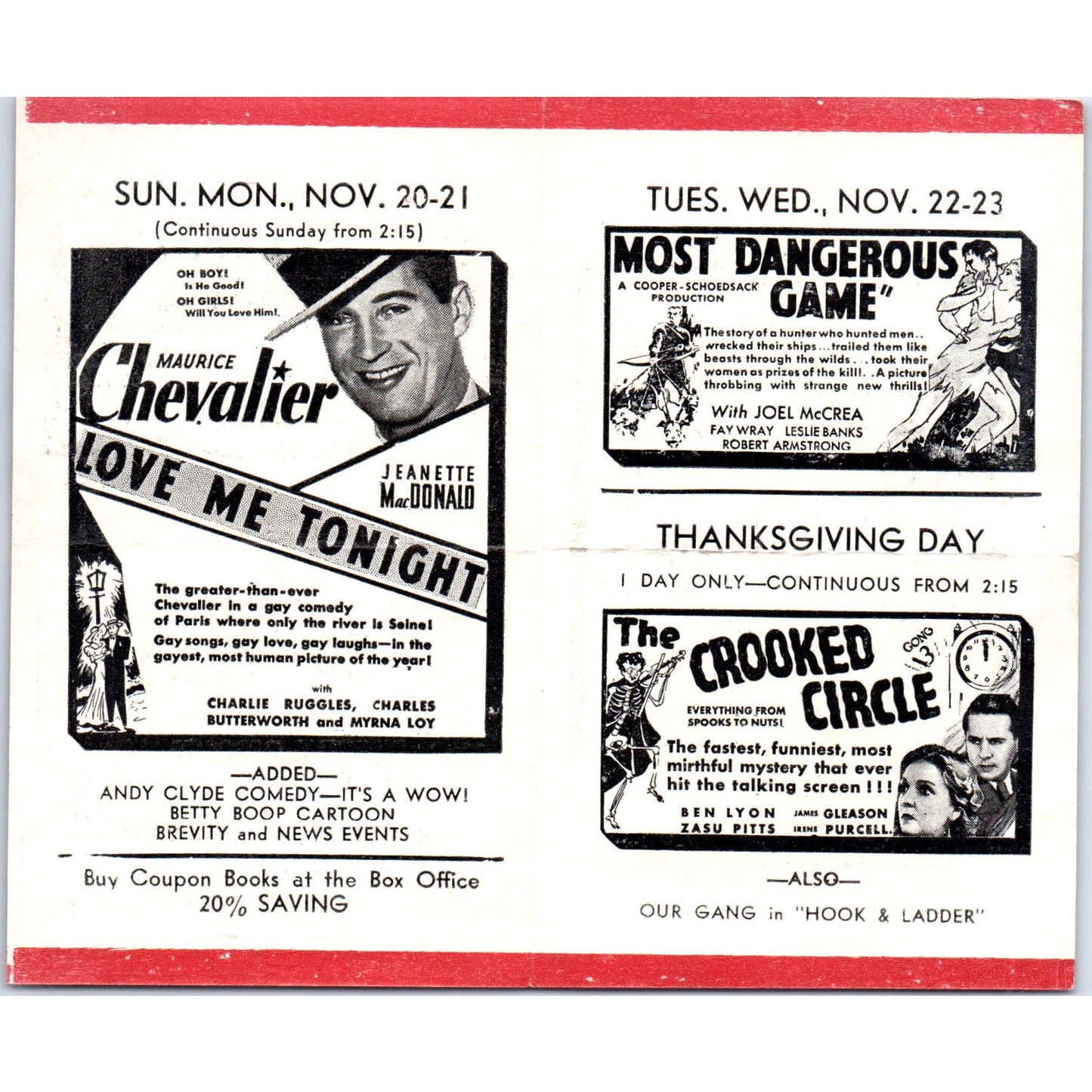 c1932 Johnny J. Jones Alcyon Theatre Highland Park IL Program Laurel & Hardy AB9