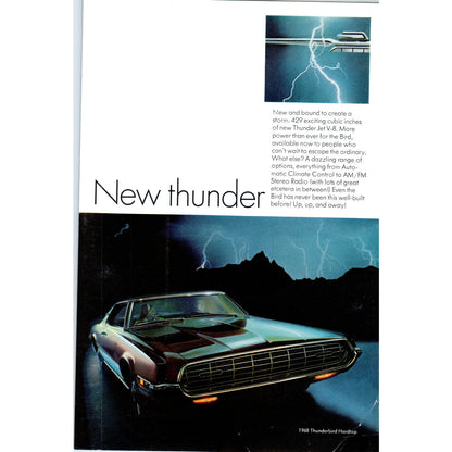 New Ford Thunderbird 1968 Automobile Car - Vintage Magazine Ad D20