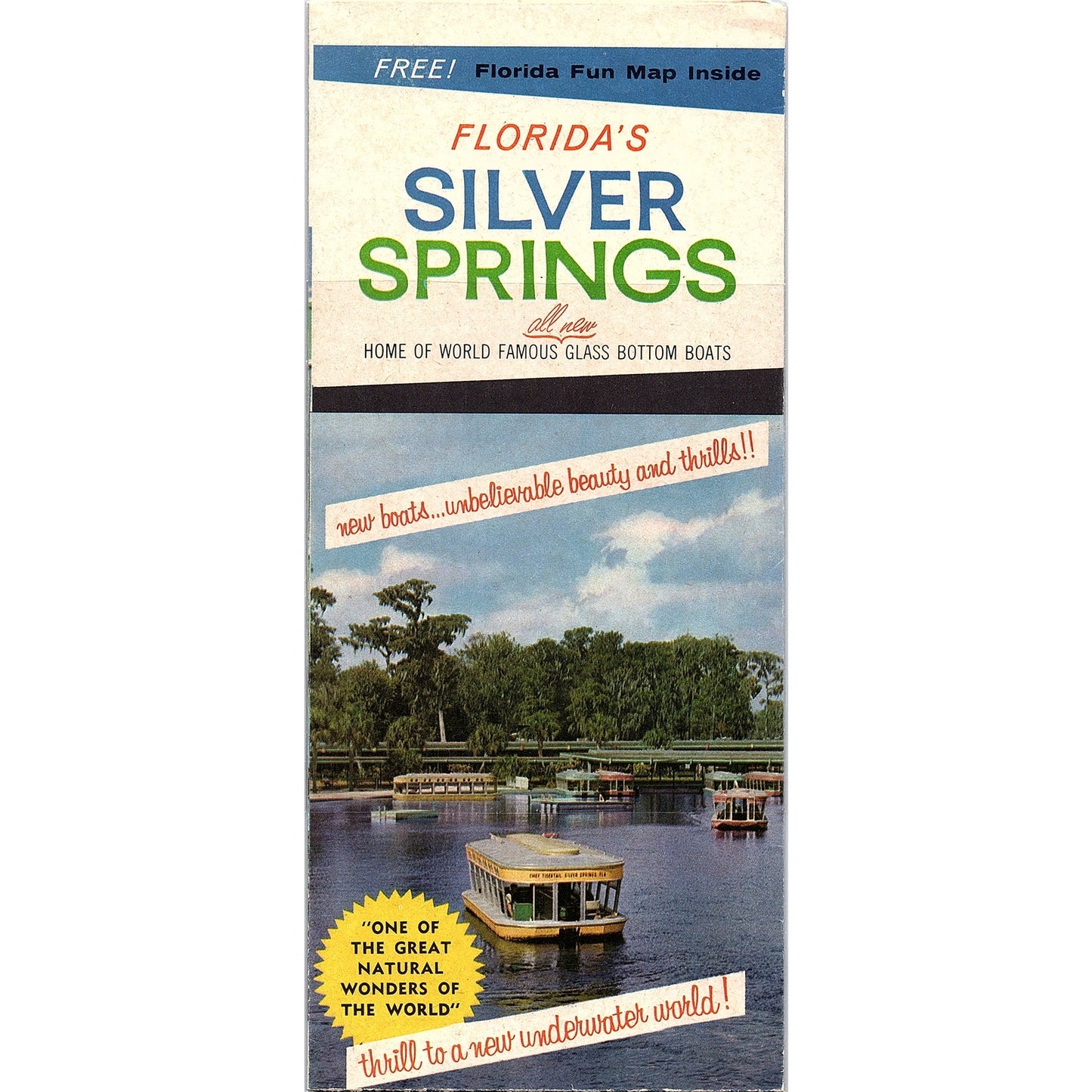 Vintage Florida's Silver Springs Glass Bottom Boats Travel Brochure TH2-TB2