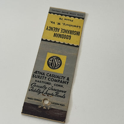 Goodman Ins Agency Lewisburg WV Vintage Matchbook Cover TB6-MB2-1