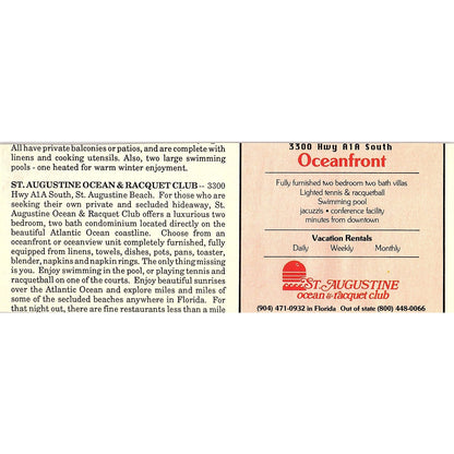 Ponce De Leon Restaurant St. Augustine FL 1989 Ad AF9-13