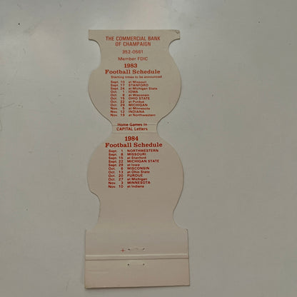 Fighting Illini Football 1983-84 Schedule Vintage Matchbook Cover SC5-MB1