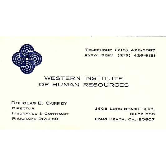 Douglas E Cassidy Western Institute of Human Resources Long Beach Card SD9-B11