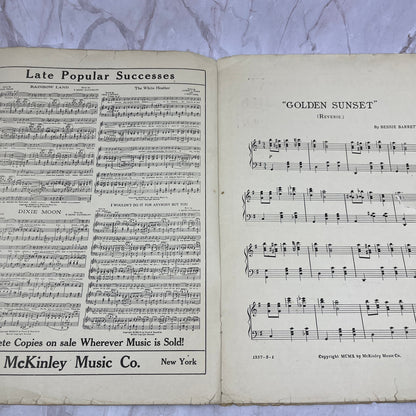1910 Golden Sunset Reverie Bessie Barrett Antique Sheet Music Ti5