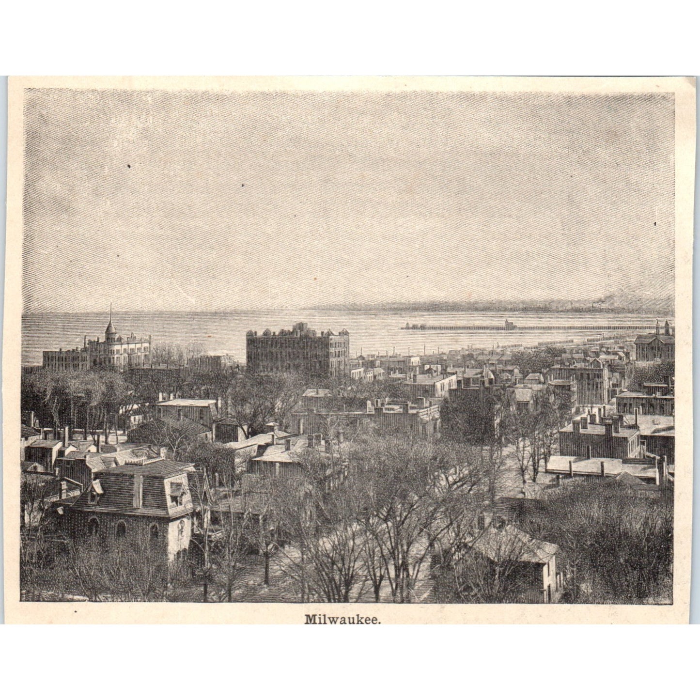 Aerial View of Milwaukee Wisconsin 1901 Engraving AF2-A6