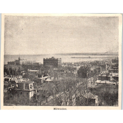 Aerial View of Milwaukee Wisconsin 1901 Engraving AF2-A6