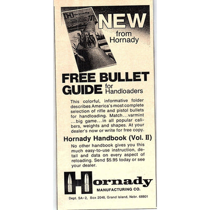 Hornady Mfg Co Handbook Promo Grand Island NE 1977 Ad AF6-5