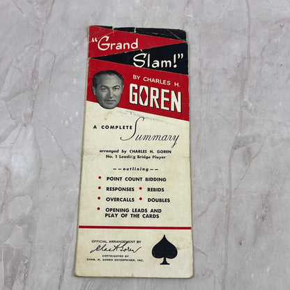 1940s Grand Slam Charles H. Goren Bridge Complete Summary Card TA9-E1