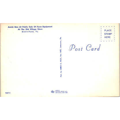 Amish Farm Equipment Sale Bird-in-Hand PA Dutch Country Vintage Postcard PD5