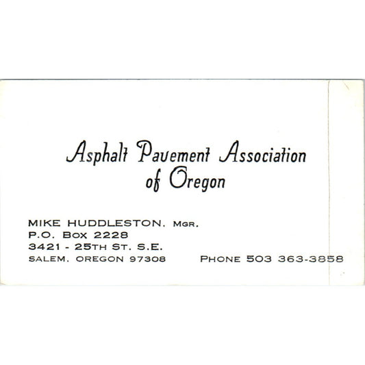 Mike Huddleston Asphalt Pavement Association Oregon Salem Business Card SD8-B3