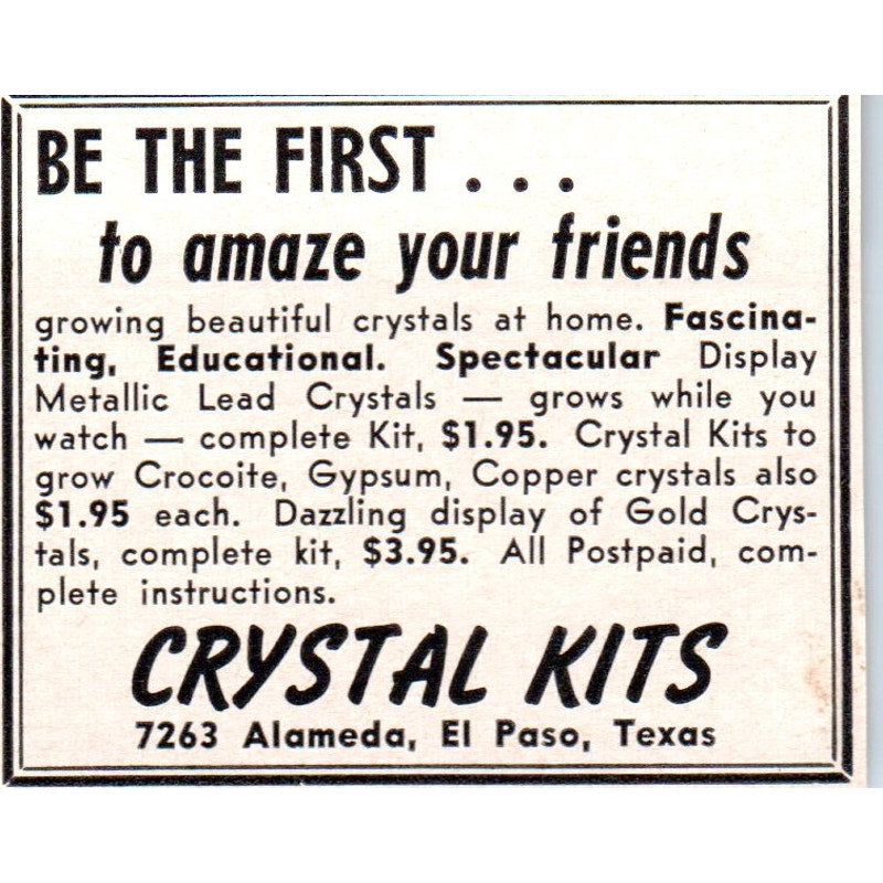 Crystal Kits El Paso Texas 1964 Magazine Ad AB6-M1