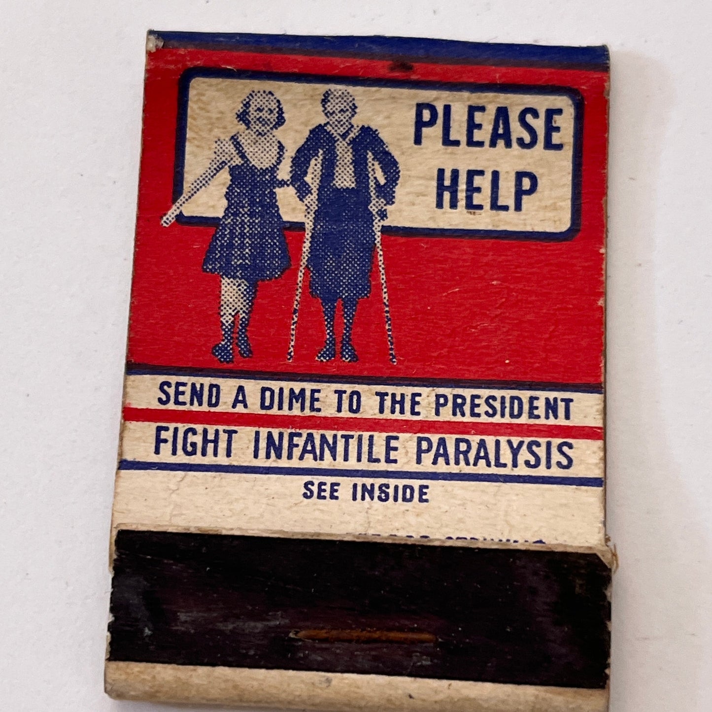 Fight Infantile Paralysis Send a Dime to the President Matchbook Cover TB8-MB3-6