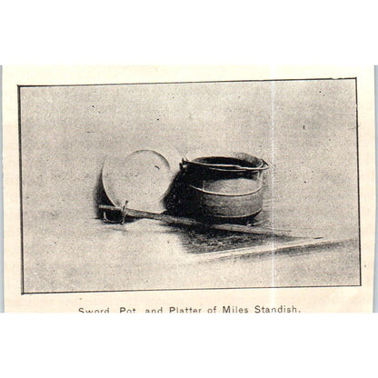Sword, Pot and Platter of Miles Standish c1890 Victorian Print AE8-CH10