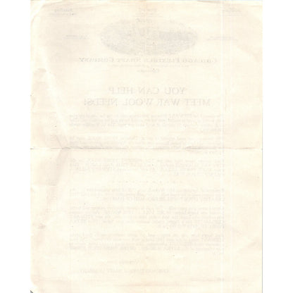 1940s WWII Chicago Flexible Shaft Company Letterhead War Wool Needs D10