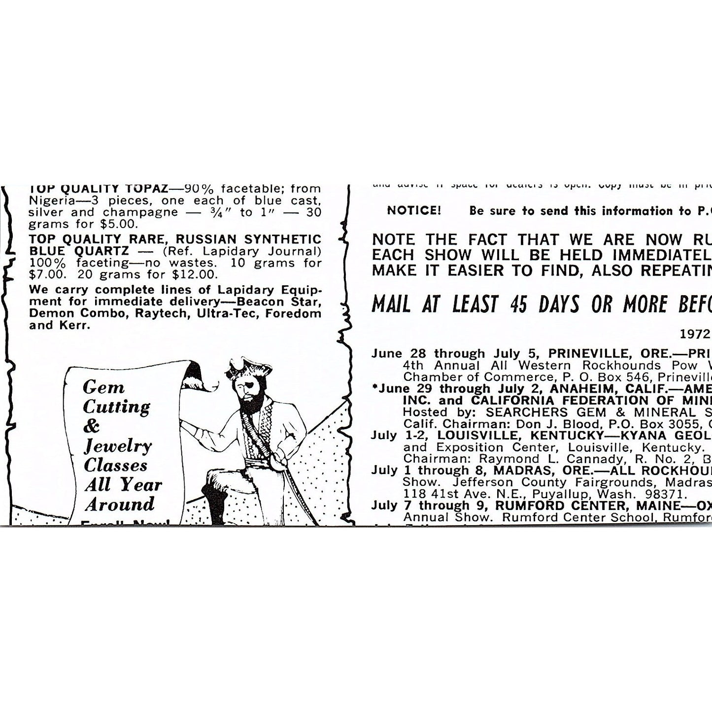 Great Western Equipment Co Lapidary Chula Vista CA 1972 Ad AF8-M4