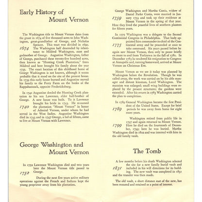 1939 Mount Vernon Virginia Fold Out Map and Travel Brochure TJ5-TB