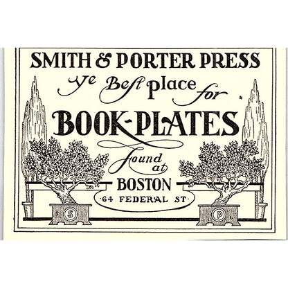 Smith & Porter Press Book Plates 64 Federal St Boston - 1904 Ad AF5-6