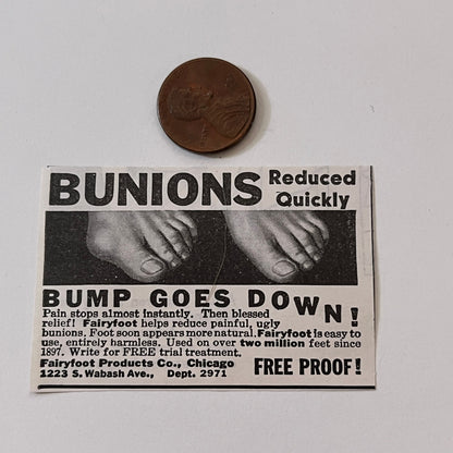 Fairyfoot Products Co. Bunions Reduced Quickly Chicago IL 1936 Ad SAG4-M4