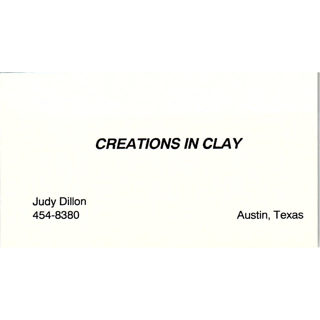 Judy Dillon Creations in Clay Austin TX Vintage Business Card SD9-B14