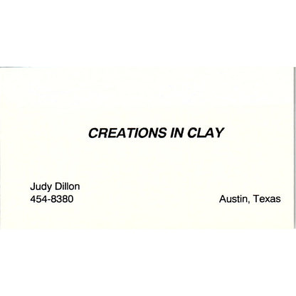 Judy Dillon Creations in Clay Austin TX Vintage Business Card SD9-B14