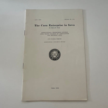 The Corn Enterprise in Iowa Edgar B Hurd 1929 Ames Iowa Farm Bulletin TK2-XB4