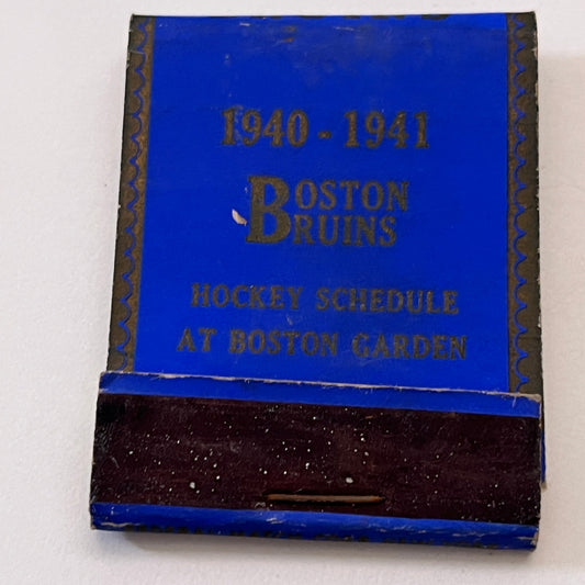 1940-41 Boston Bruins Hockey Schedule Vintage Matchbook Cover TB8-MB3-2