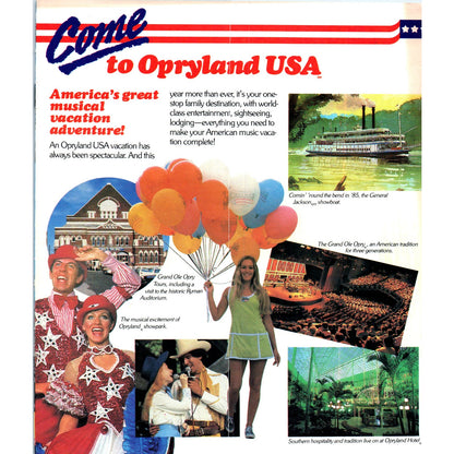1980s Opryland USA Nashville Tennessee Fold Out Travel Brochure TF4-BC