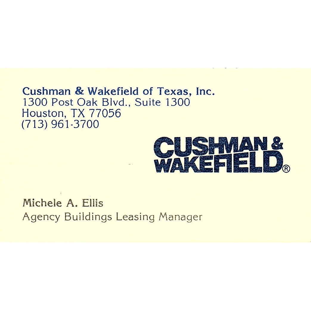 Michele A Ellis Cushman & Wakefield Houston Vintage Business Card SE3-B14