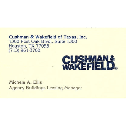 Michele A Ellis Cushman & Wakefield Houston Vintage Business Card SE3-B14