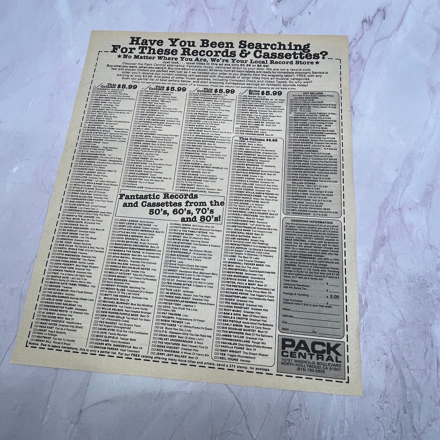 Records & Cassettes- Pack Central Magnolia Blvd North Hollywood CA 1984 Ad V14-7